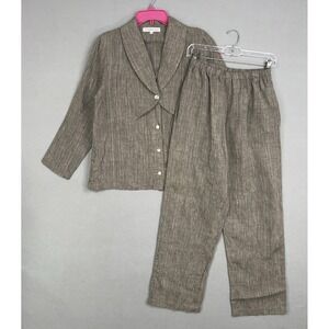 Vintage Christopher Calvin Suit Womens Small Striped Blazer Pants Set USA Linen